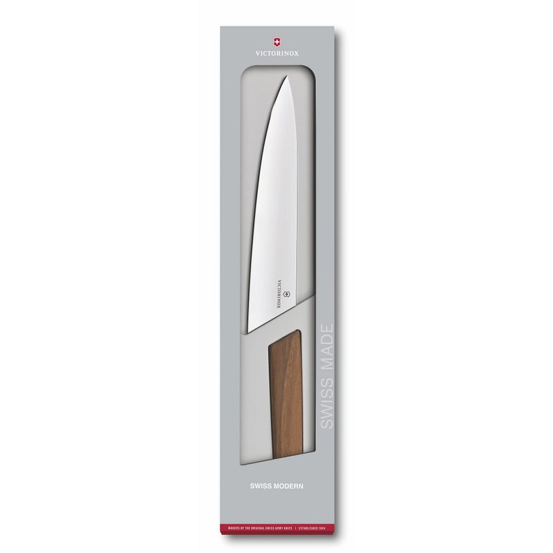 Victorinox Swiss Modern Chef's Knife - Kitchen Knife for Cutting Meat, Fruit & Vegetables - Premium Kitchen Accessories - Walnut Wood Handle, 8.5" - Image 4